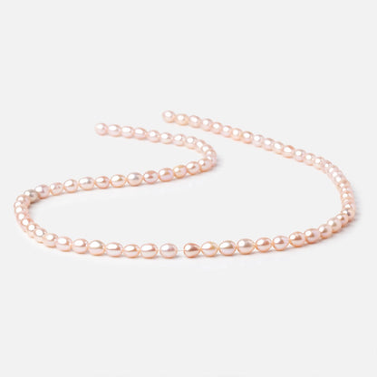 5x4mm Pink Straight Drill Oval Freshwater Pearls 15.5 inch 72 Beads A