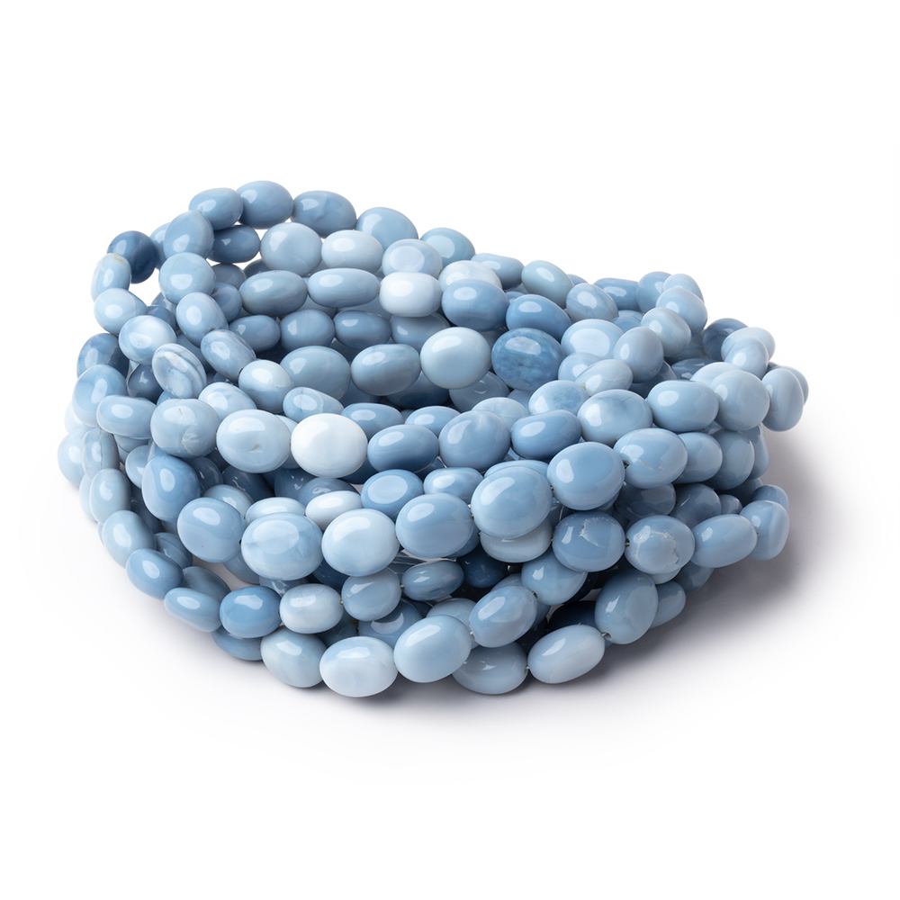 7.5-9.5mm Owyhee Blue Opal Plain Oval Beads 18 inch 42 pieces