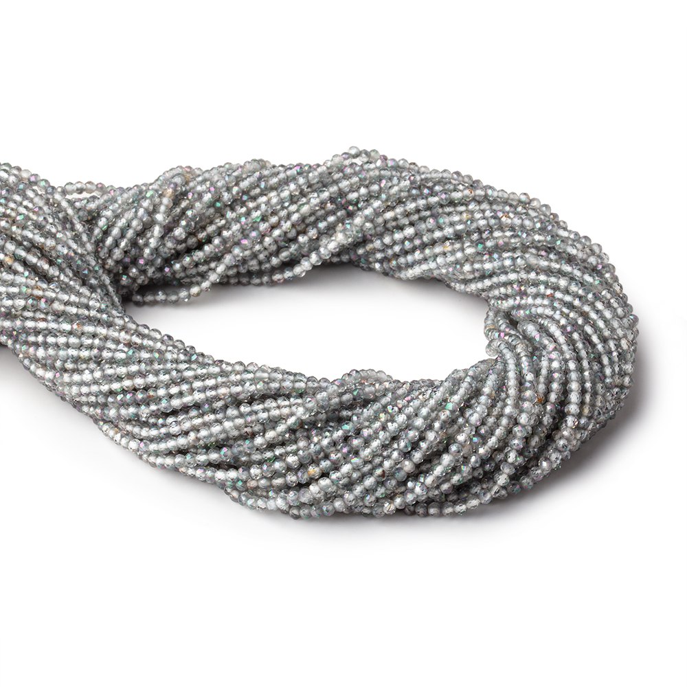 2mm Mystic White Topaz microfaceted rondelle beads 13 inch 180 pieces