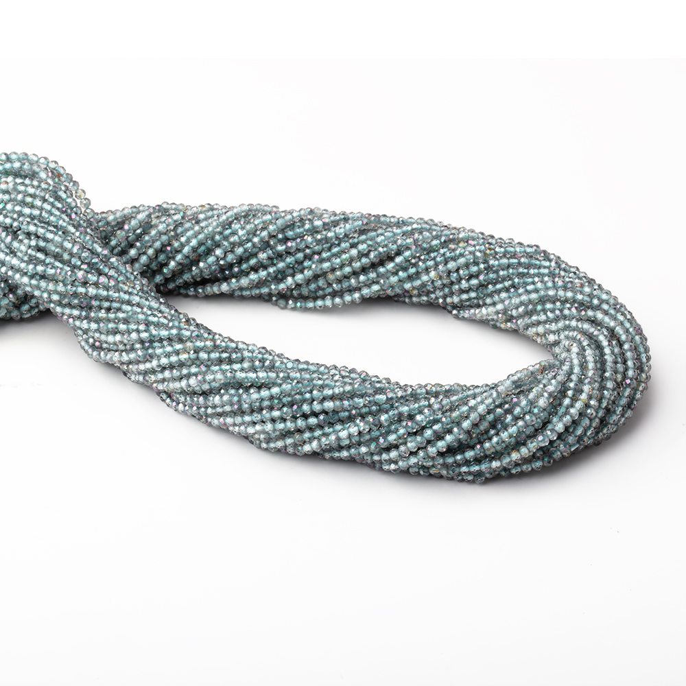 2mm Mystic Teal Topaz micro faceted rondelle beads 13 inch 180 pieces