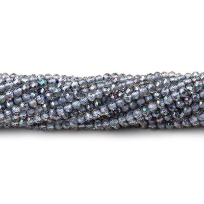 2mm Mystic Periwinkle Blue Topaz micro faceted rondelle beads 13 inch 180 pieces