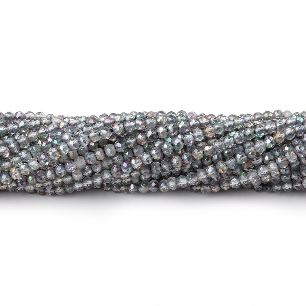 2mm Mystic Platinum Grey Topaz micro faceted rondelle beads 13 inch 180 pieces