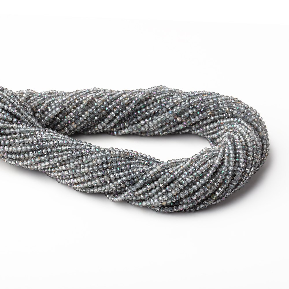 2mm Mystic Platinum Grey Topaz micro faceted rondelle beads 13 inch 180 pieces