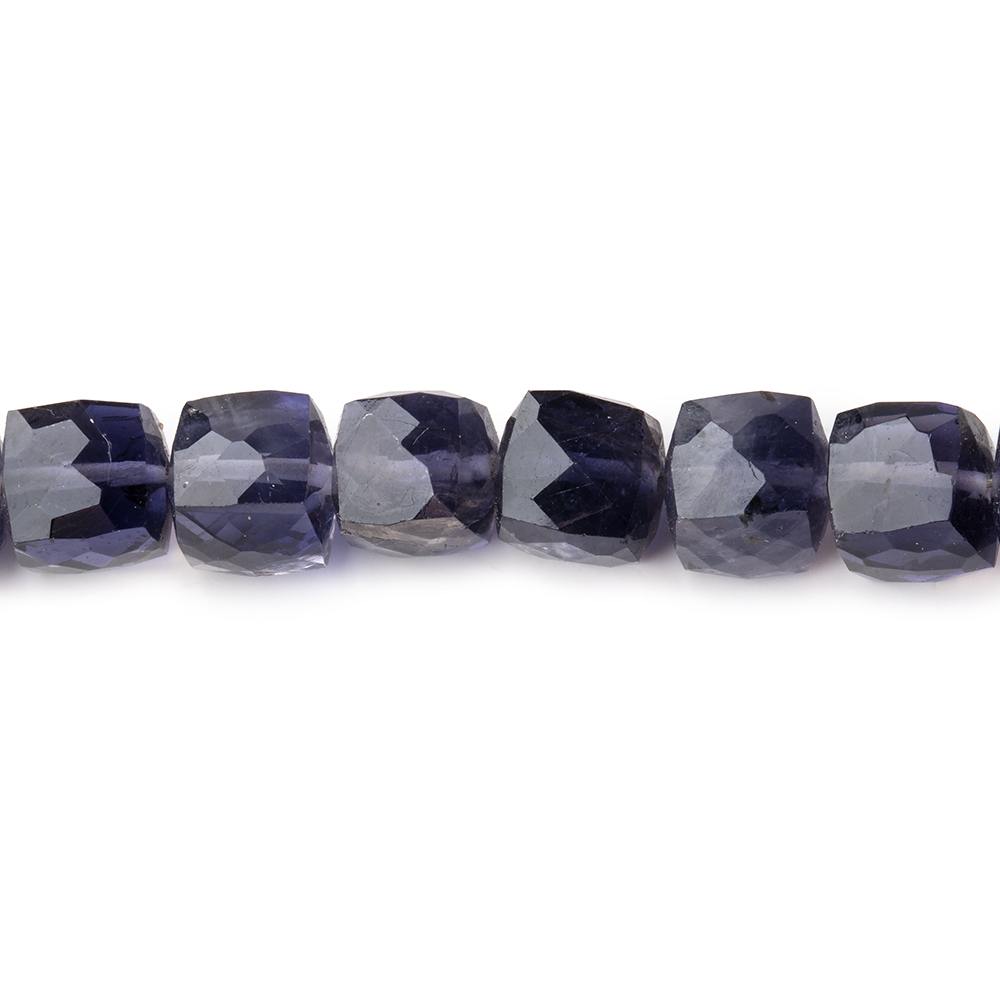 6.5x6.5mm Iolite faceted cubes 8 inch 30 beads AA