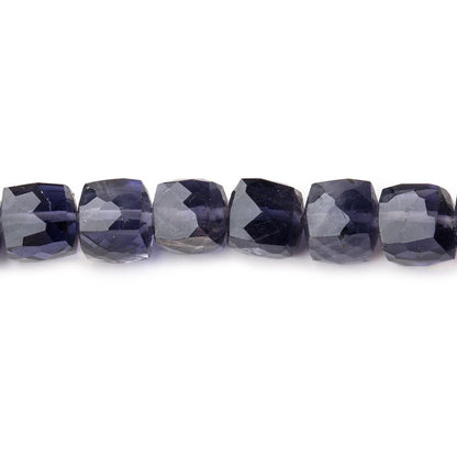 6.5x6.5mm Iolite faceted cubes 8 inch 30 beads AA