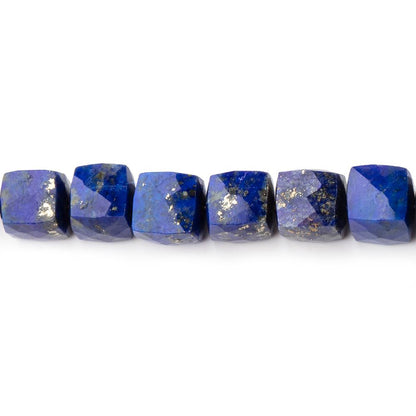 6x6mm Lapis Lazuli faceted cubes 8 inch 33 beads AA