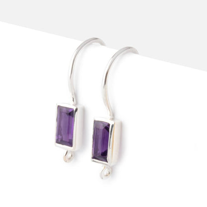 18mm African Amethyst Baguette Ear Wire Set of 2 pieces