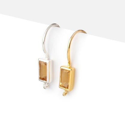 18mm Citrine Baguette Ear Wire Set of 2 pieces