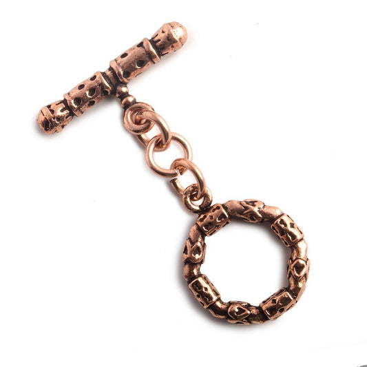 18mm Copper 3-D Round Toggle Set of 2