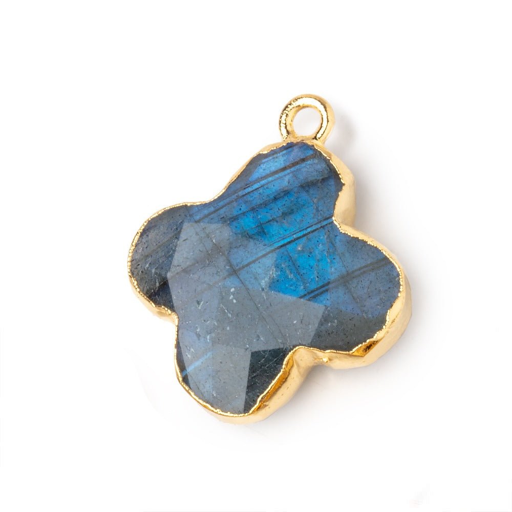 18mm Gold Leafed Labradorite Quatrefoil Pendant 1 focal piece