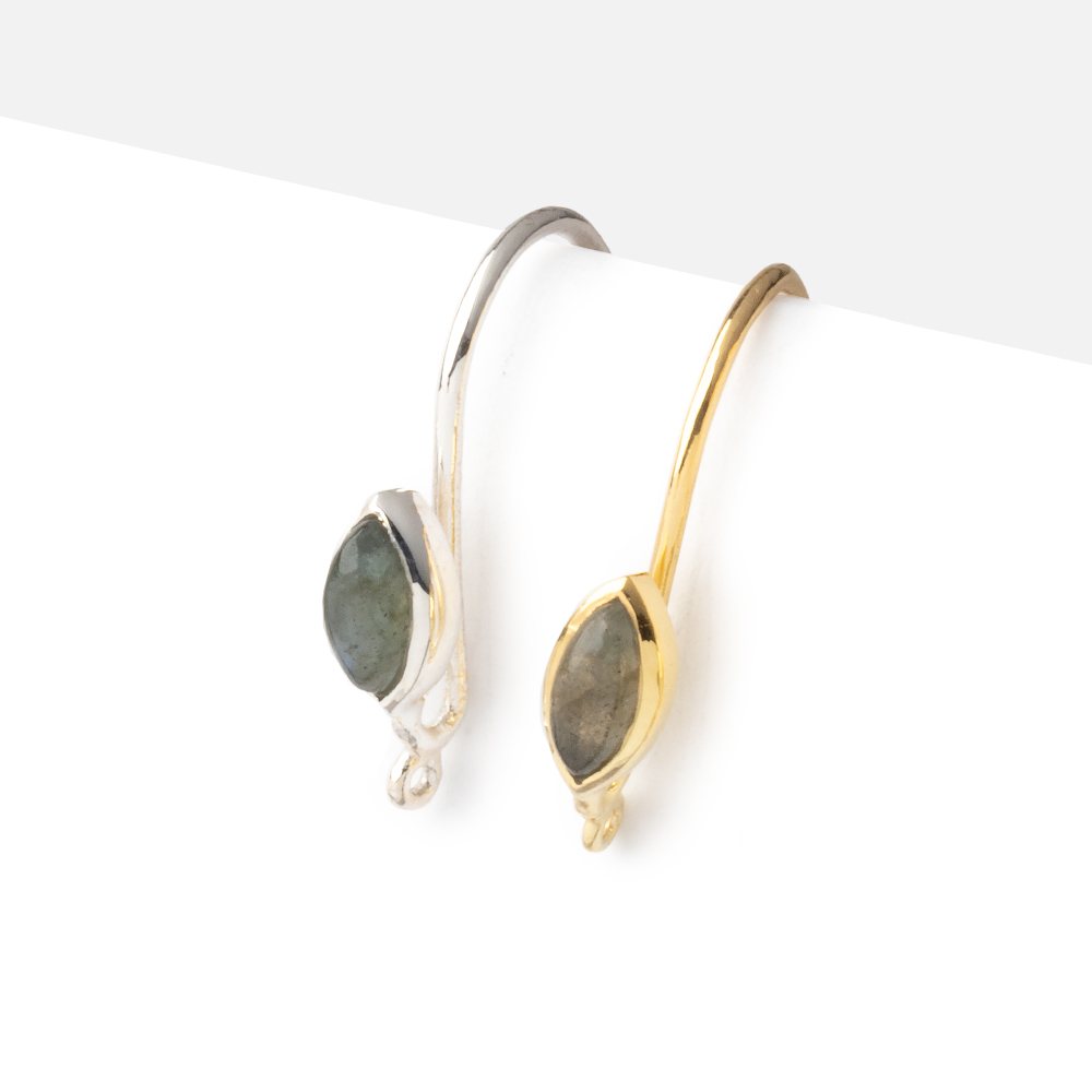 18mm Labradorite Plain Marquise Ear Wire Set of 2 pieces