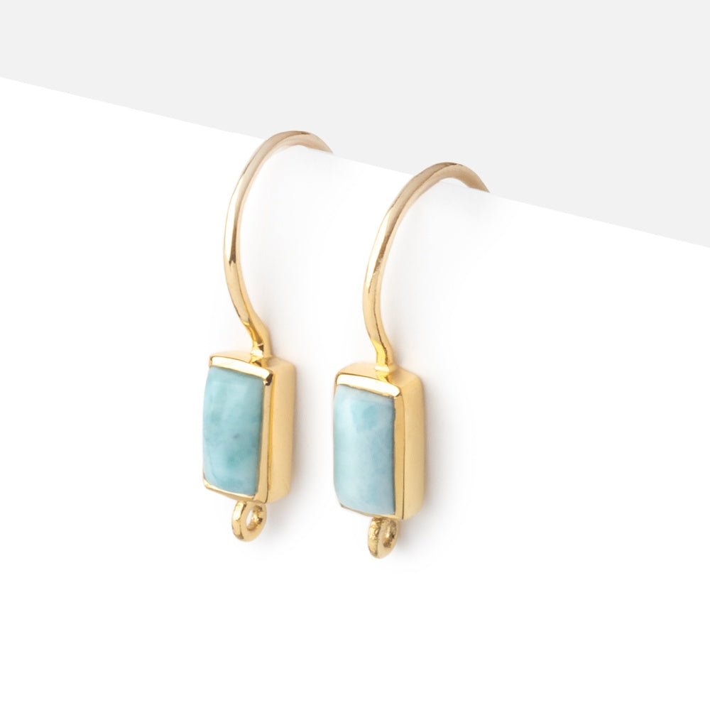 18mm Larimar Plain Baguette Ear Wire Set of 2 pieces