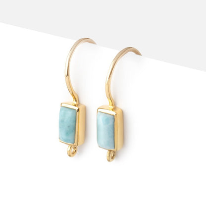 18mm Larimar Plain Baguette Ear Wire Set of 2 pieces
