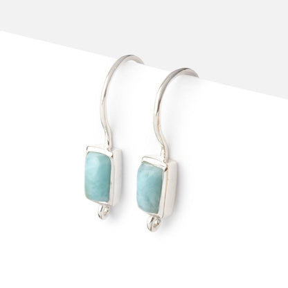 18mm Larimar Plain Baguette Ear Wire Set of 2 pieces
