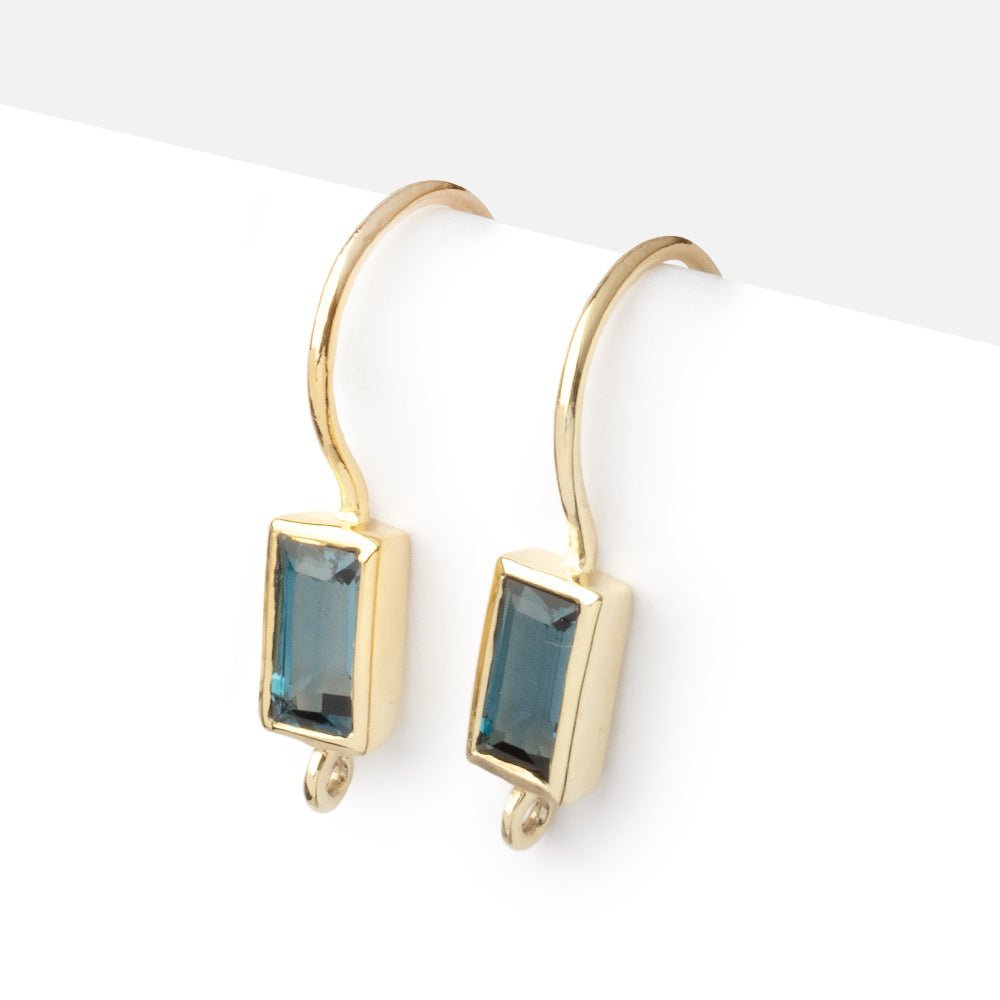 18mm London Blue Topaz Baguette Ear Wire Set of 2 pieces