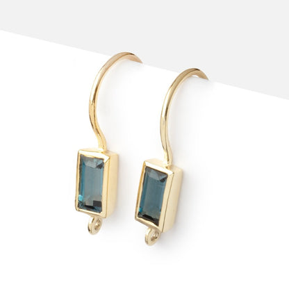 18mm London Blue Topaz Baguette Ear Wire Set of 2 pieces