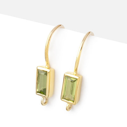 18mm Peridot Baguette Ear Wire Set of 2 pieces