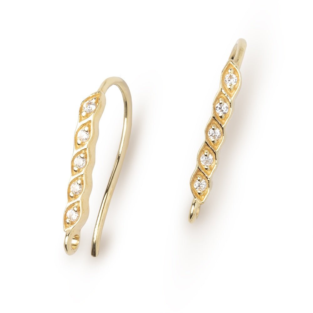 18mm Quintuple CZ Ear Wire Set of 2 pieces