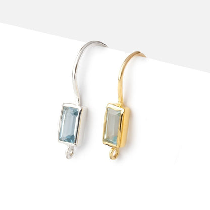 18mm Sky Blue Topaz Baguette Ear Wire Set of 2 pieces
