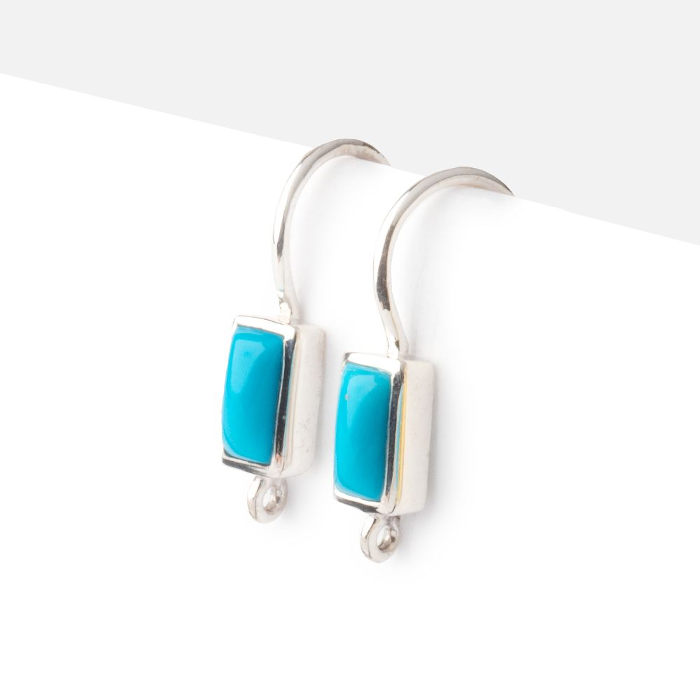 18mm Turquoise Plain Baguette Ear Wire Set of 2 pieces