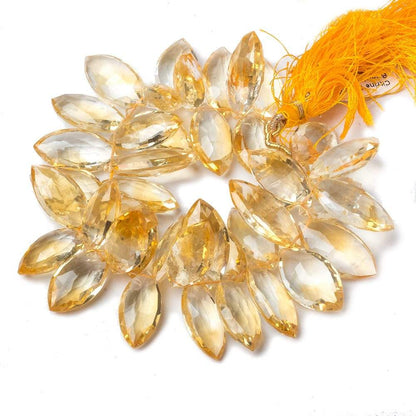 18x10-23x11mm Citrine Marquise Briolette Beads 7.5 inch 41 pieces
