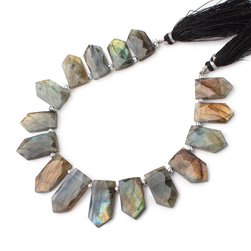 18x10-23x13mm Labradorite Faceted Shields 8.5 inch 16 Beads