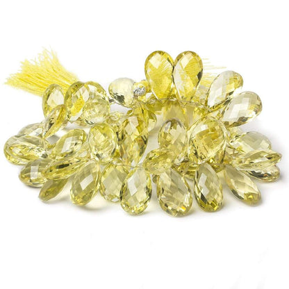 18x10-24x12mm Lemon Quartz Pear Briolettes 9 inch 53 Beads AAA Grade