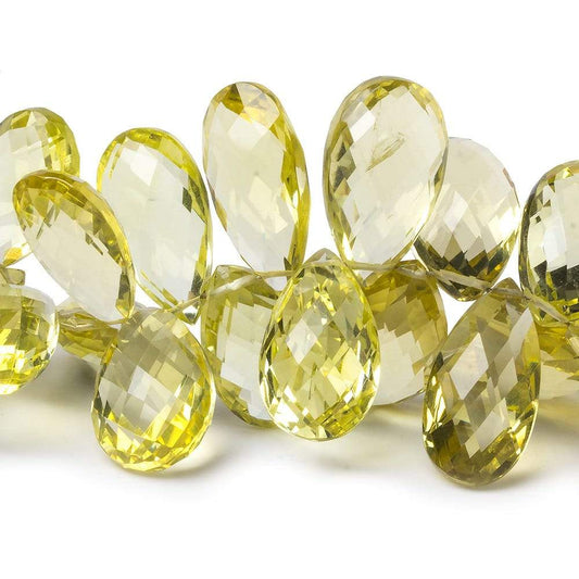 18x10-24x12mm Lemon Quartz Pear Briolettes 9 inch 53 Beads AAA Grade