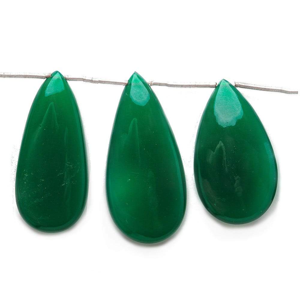 18x10-37x17mm Forest Green Chalcedony Plain Pears 7 inch 11 beads
