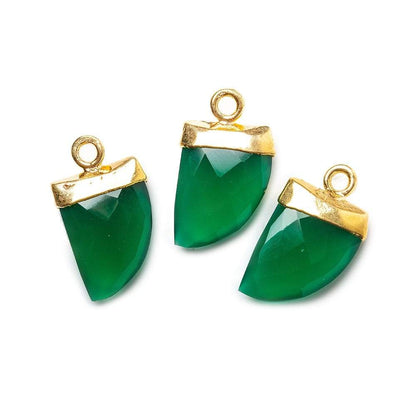 18x10mm 22kt Gold Leaf Tip Green Onyx Horn Pendant 1 piece