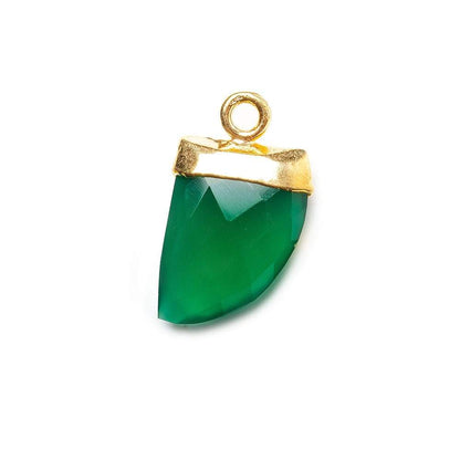 18x10mm 22kt Gold Leaf Tip Green Onyx Horn Pendant 1 piece