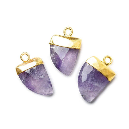 18x10mm 22kt Gold Leafed Amethyst Horn Pendant 1 piece