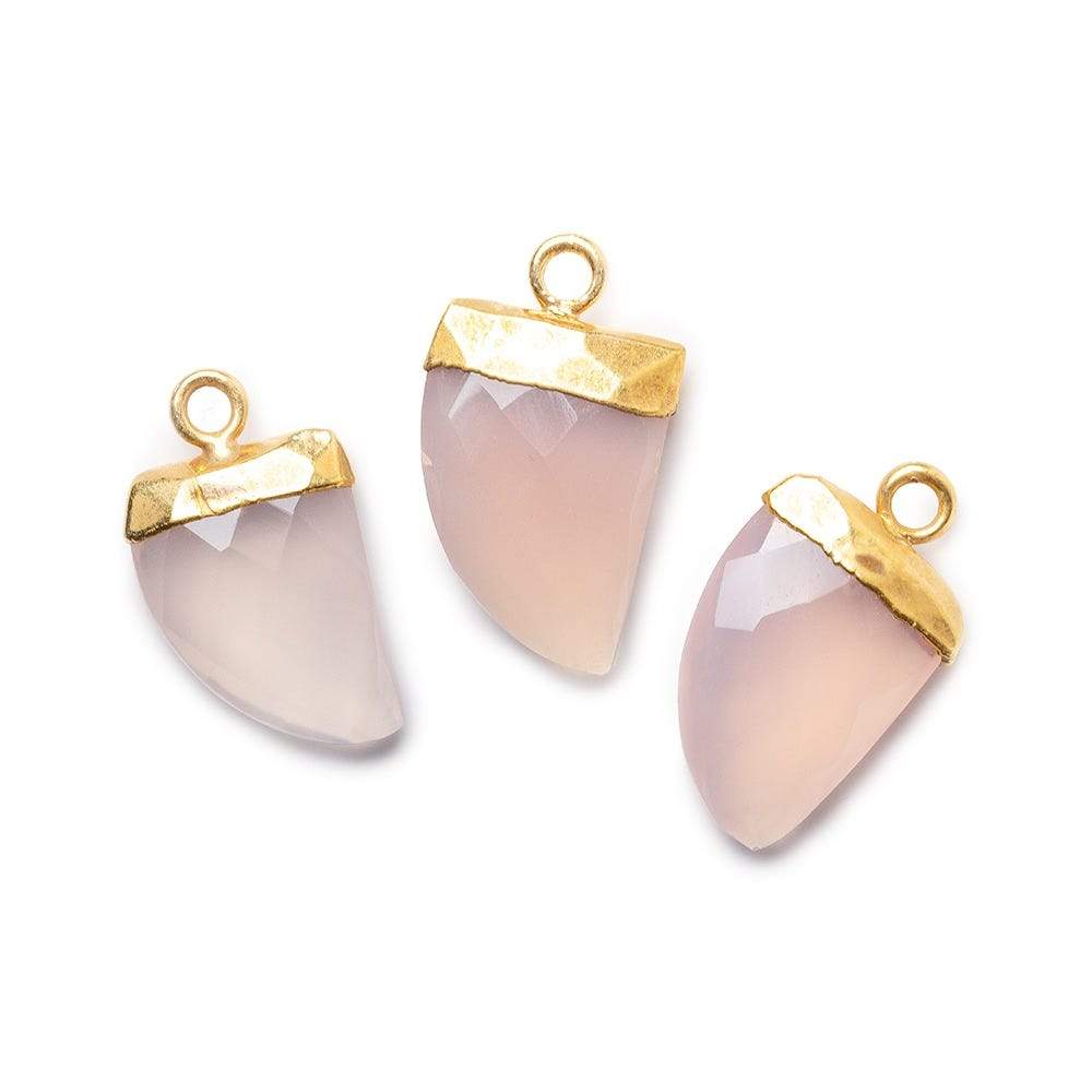 18x10mm  Gold Leafed Rose Chalcedony Horn Pendant 1 piece