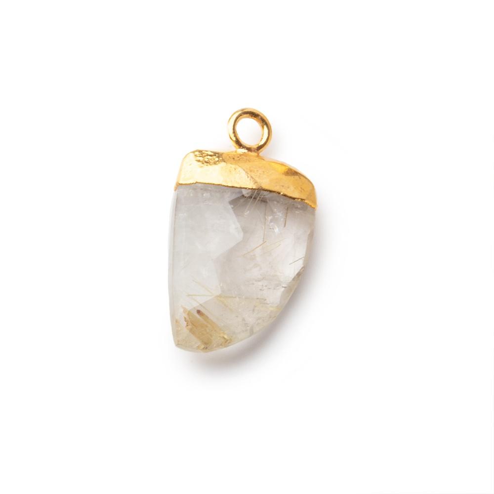 18x10mm Gold Leafed Rutilated Quartz Horn Pendant 1 piece