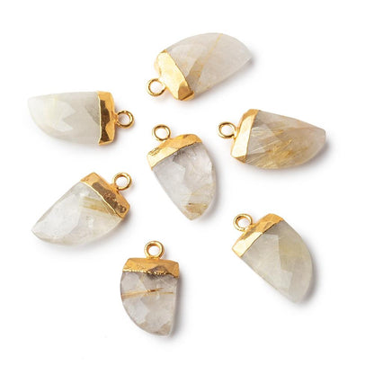 18x10mm Gold Leafed Rutilated Quartz Horn Pendant 1 piece