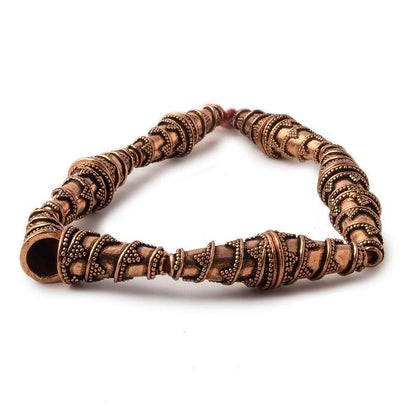 18x10mm Antiqued Copper Cone Granulated Swirl Design 8 inch 12 pcs