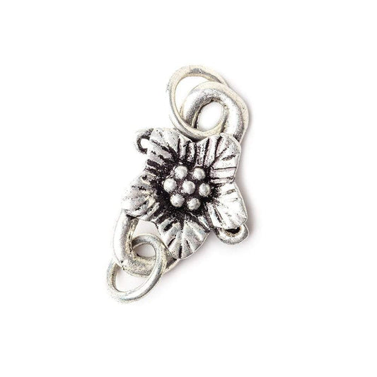 18x10mm Antiqued Sterling Silver Flower S Hook 1 Finding