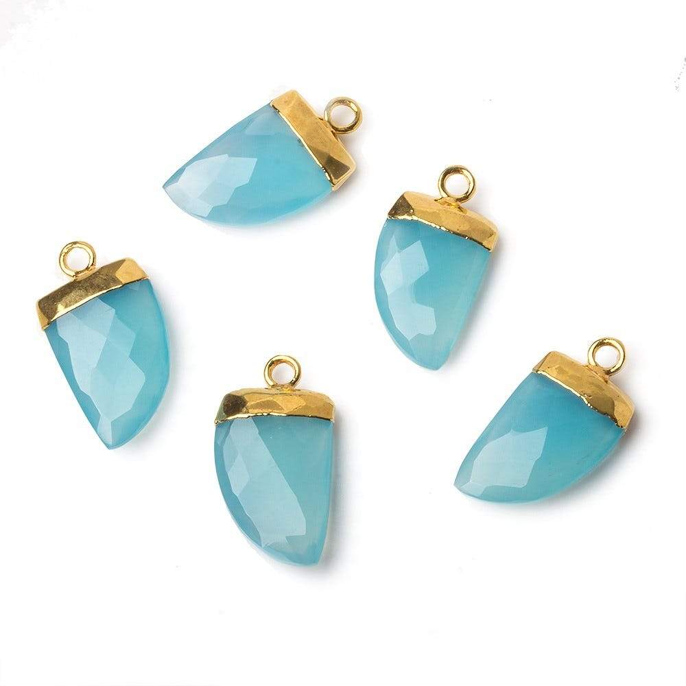 18x10mm Gold Leafed Aqua Chalcedony Horn Pendants 1 piece