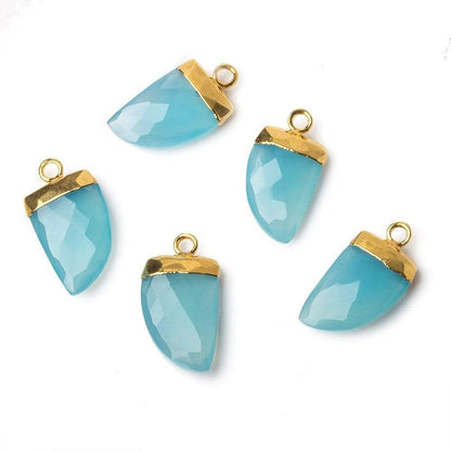 18x10mm Gold Leafed Aqua Chalcedony Horn Pendants 1 piece