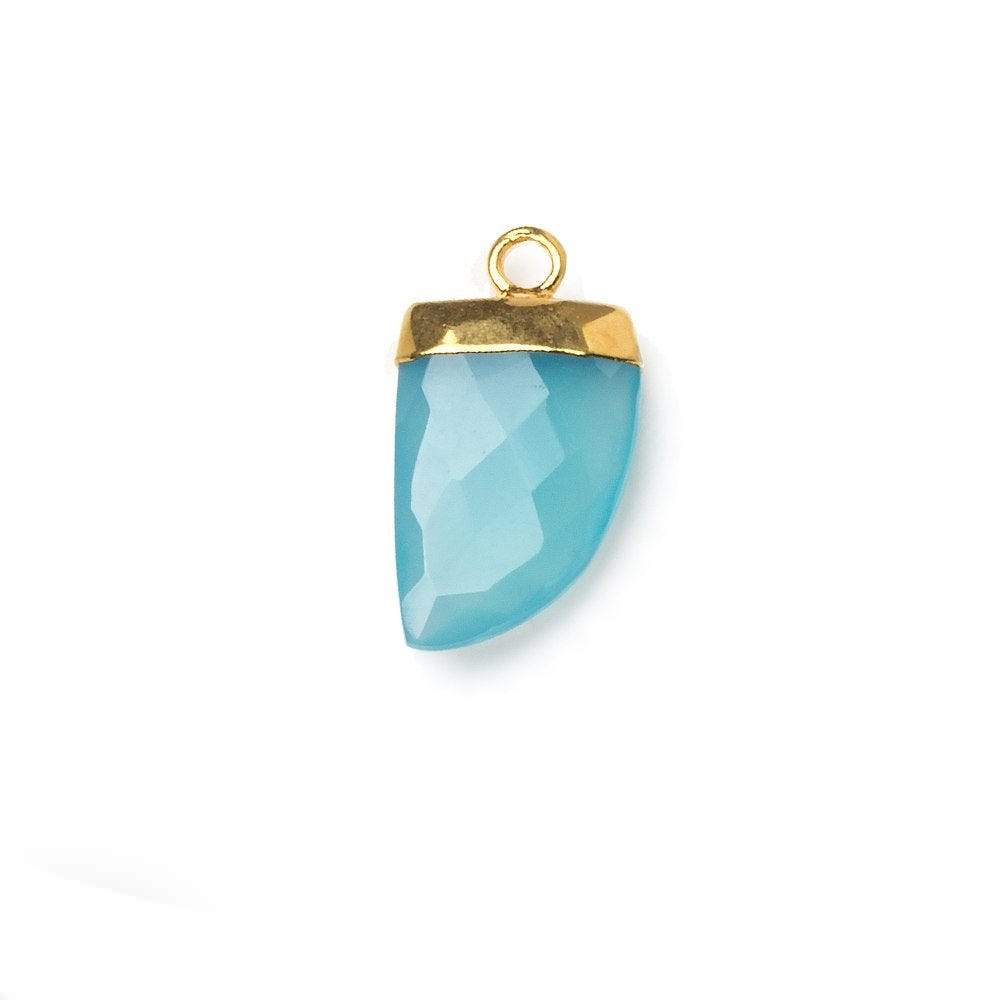 18x10mm Gold Leafed Aqua Chalcedony Horn Pendants 1 piece