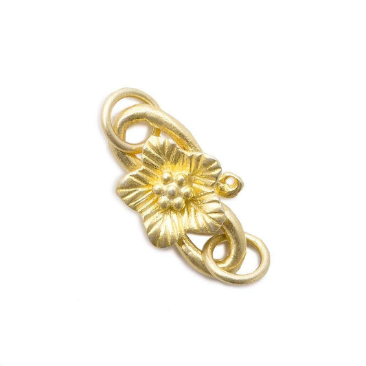 18x10mm Vermeil S Hook with Forget Me Not Flower  1 piece