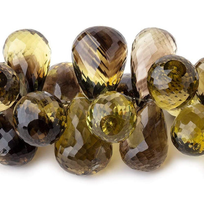 18x11-25x17mm Bi-Colored Quartz Faceted Tear Drop Beads 8 inch 45 pieces AAA