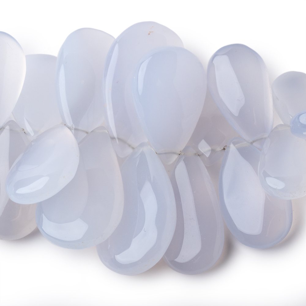 18x11-30x18mm Turkish Blue Chalcedony Plain Pear Beads 7 inch 40 pieces