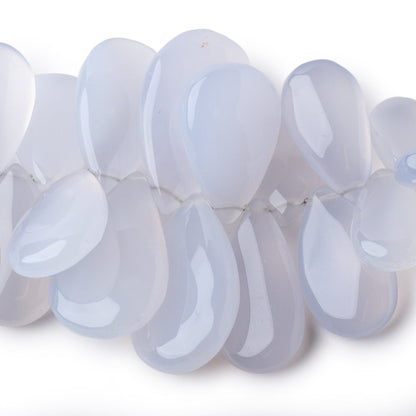 18x11-30x18mm Turkish Blue Chalcedony Plain Pear Beads 7 inch 40 pieces