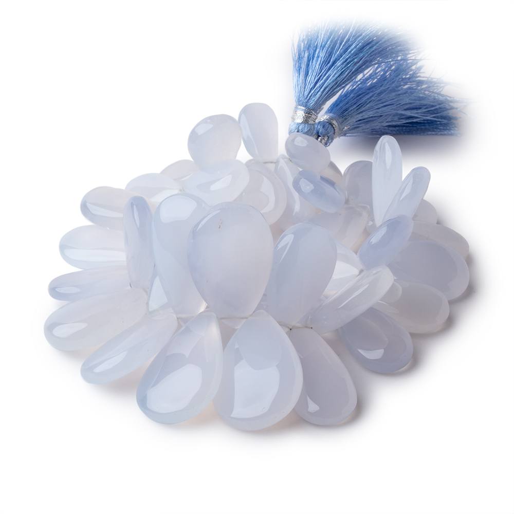 18x11-30x18mm Turkish Blue Chalcedony Plain Pear Beads 7 inch 40 pieces