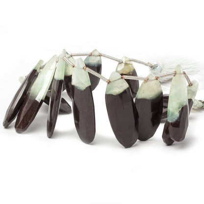 18x11x4-35x11x3mm Prehnite and Matrix faceted pear beads 8 inch 15 pieces