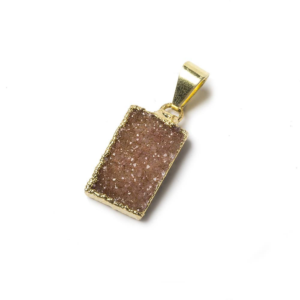 18x11x4mm Gold Leafed Drusy Rectangle Focal Bead with Bail