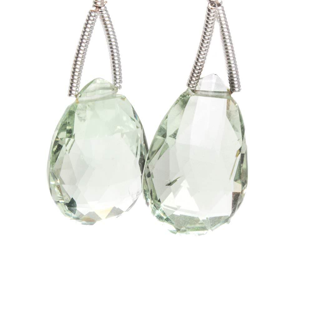18x12-19x14mm Prasiolite Faceted Pear Focal Bead Set of 2