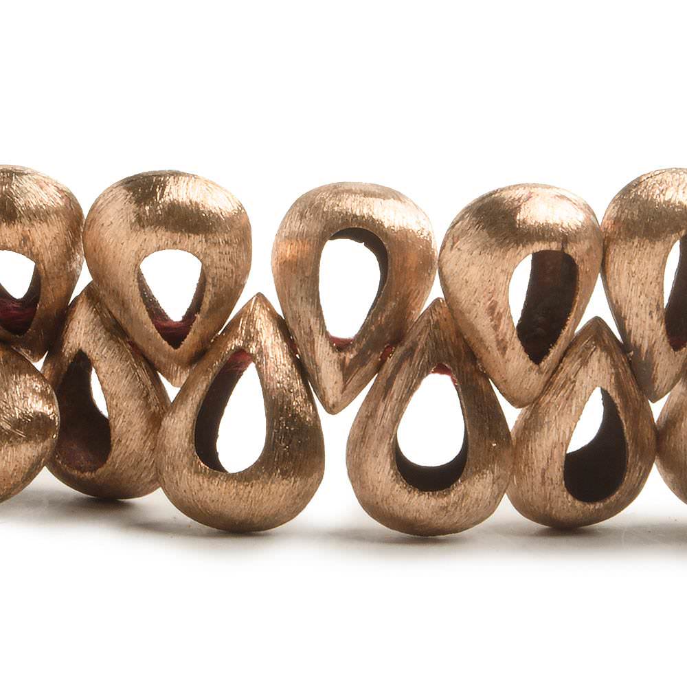 18x12mm Copper Brushed Pear with Center Void 8 inch 33 pcs