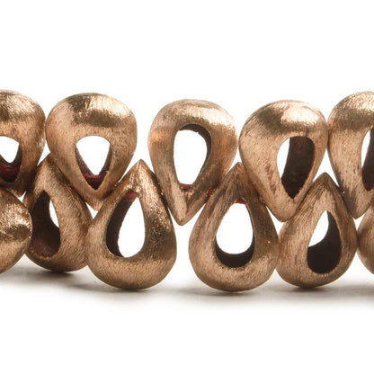 18x12mm Copper Brushed Pear with Center Void 8 inch 33 pcs